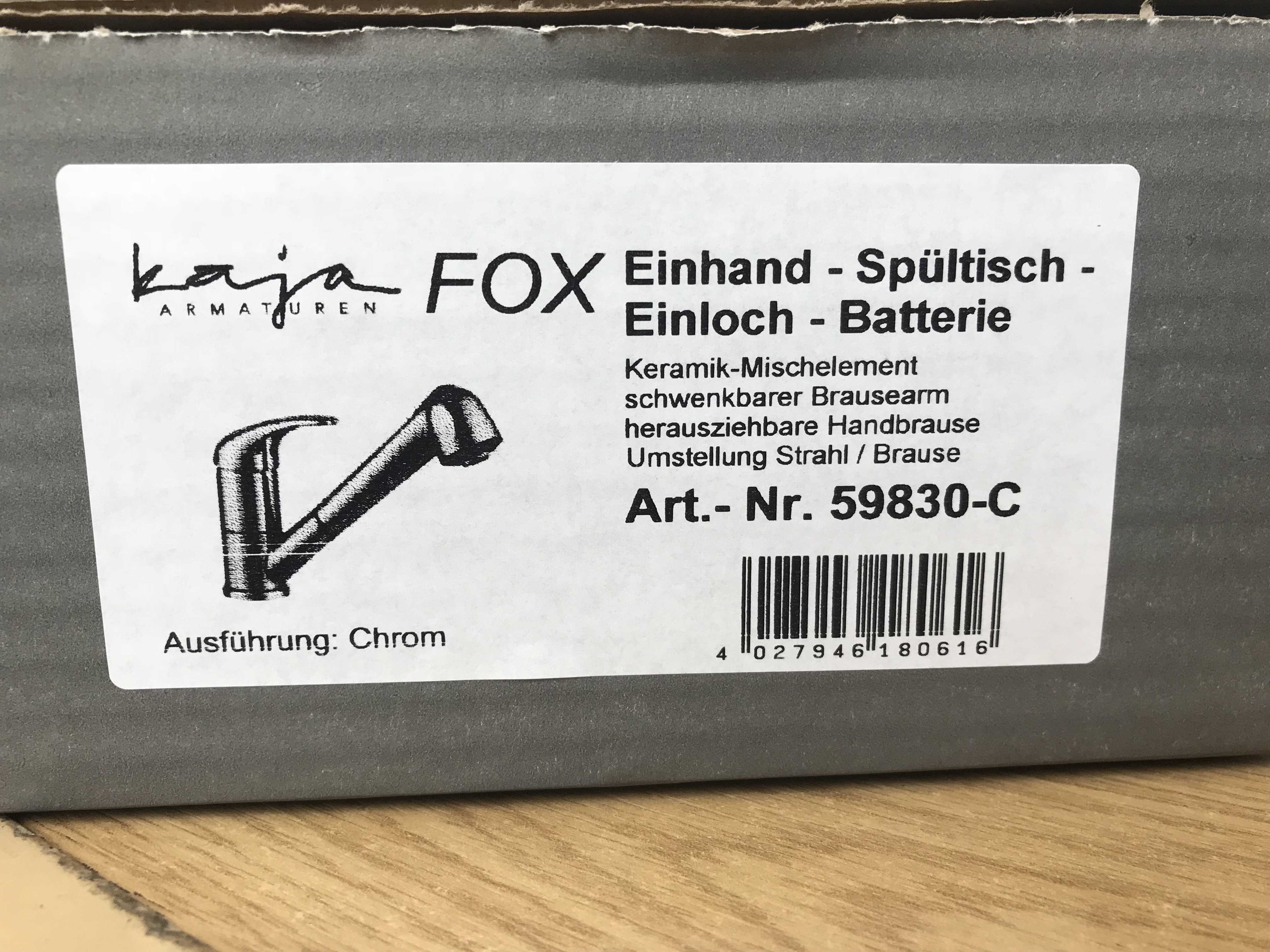 Kaja FOX mit herausziebarer Handbrause Spültisch Küchenarmatur chrom 59830-C 